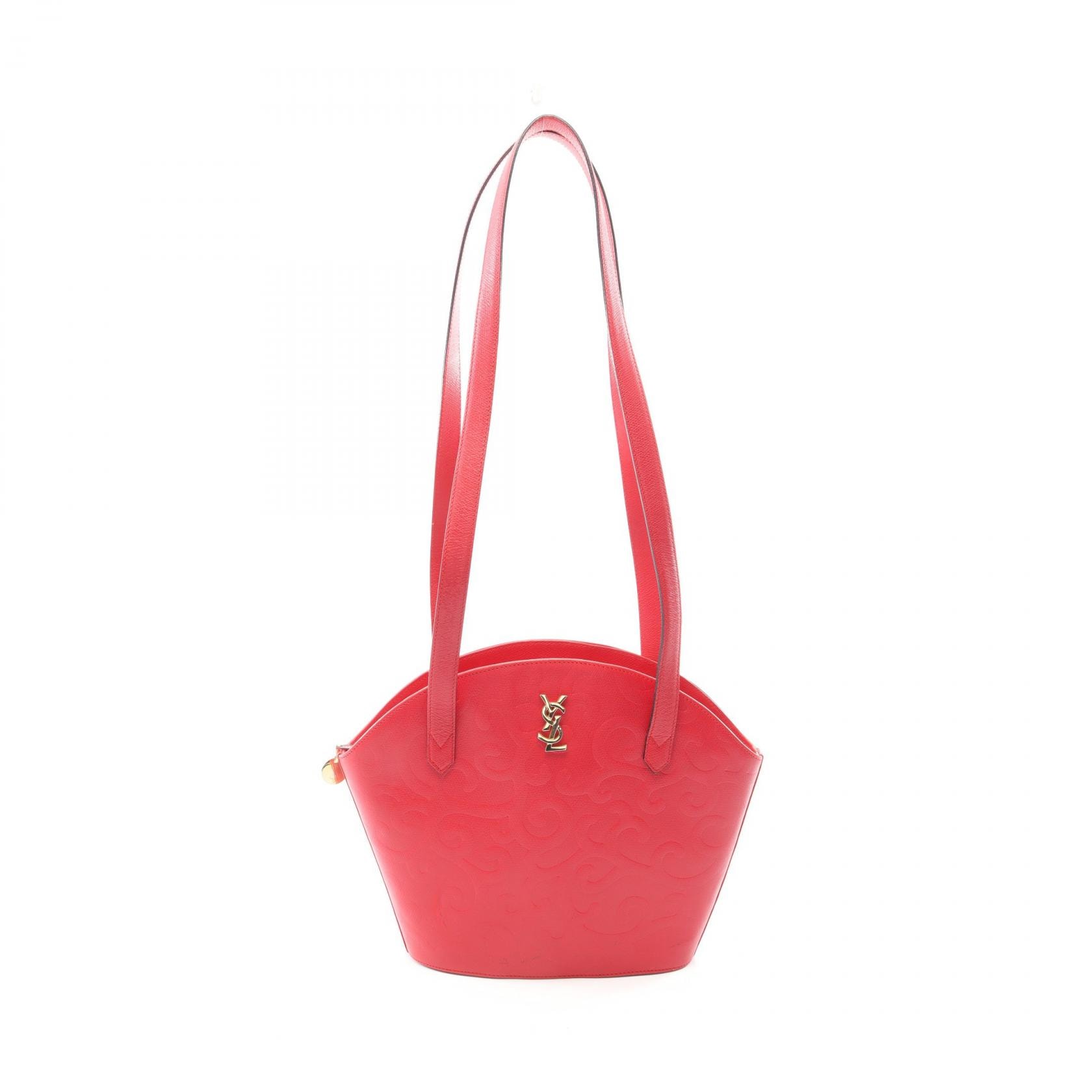 イヴ・サンローラン YVES SAINT LAURENT 唐草模様 ショルダーバッグ バッグ レザー レディース レッド系 【中古】