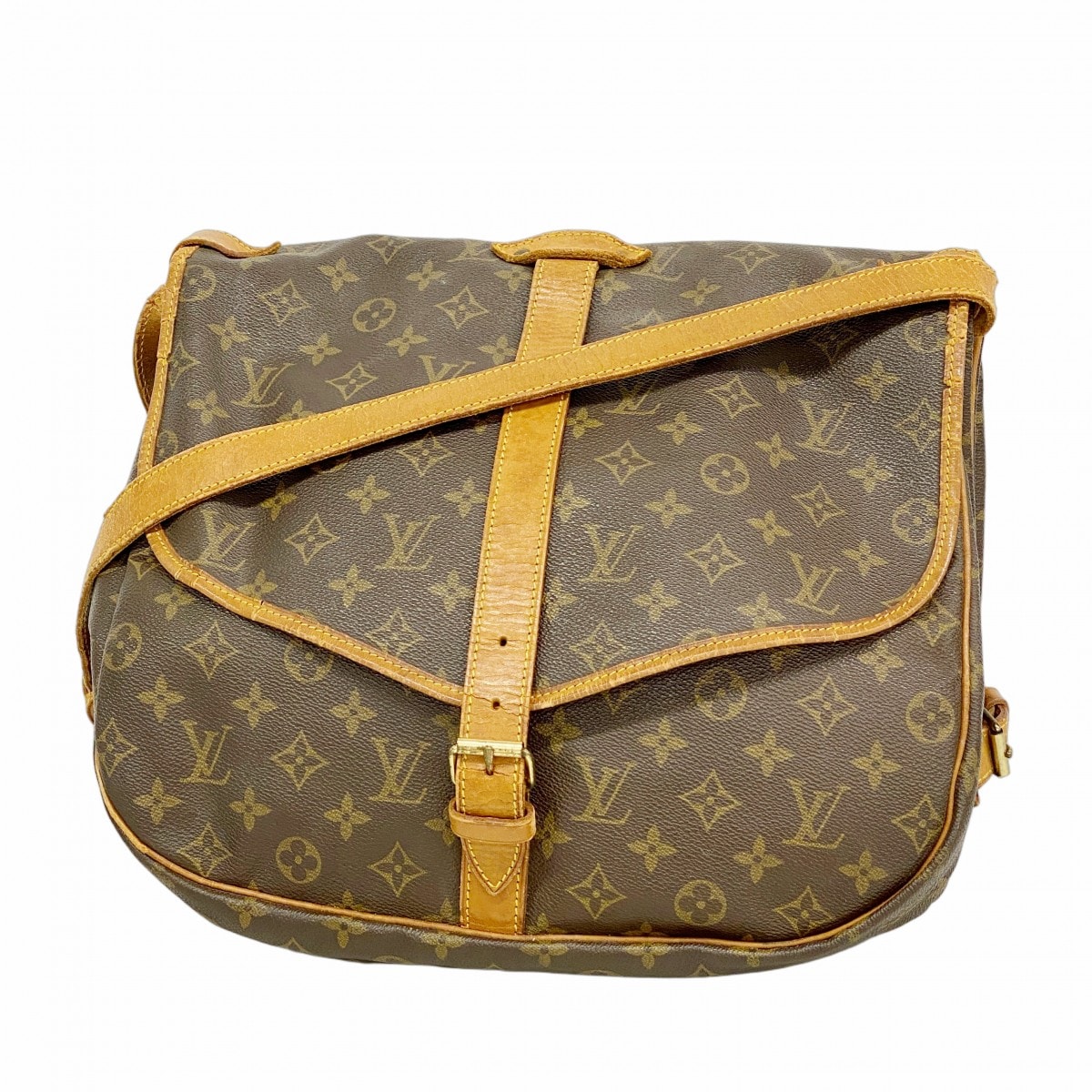 【6dd4772】ルイヴィトン ショルダーバッグ モノグラム ソミュール35 M42254 ブラウン【中古】レディース