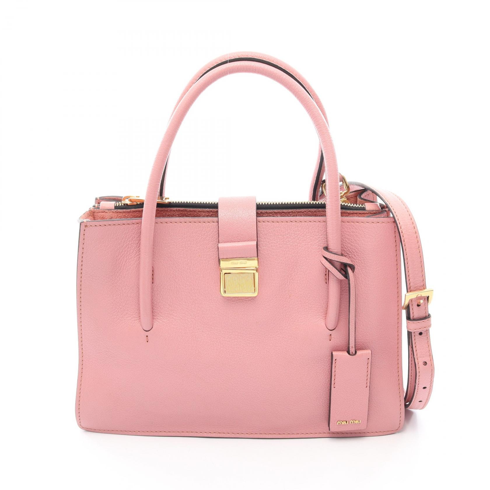 ミュウ ミュウ Miu Miu MADRAS マドラス 2WAY ハンドバッグ バッグ レザー レディース ピンク系 【中古】