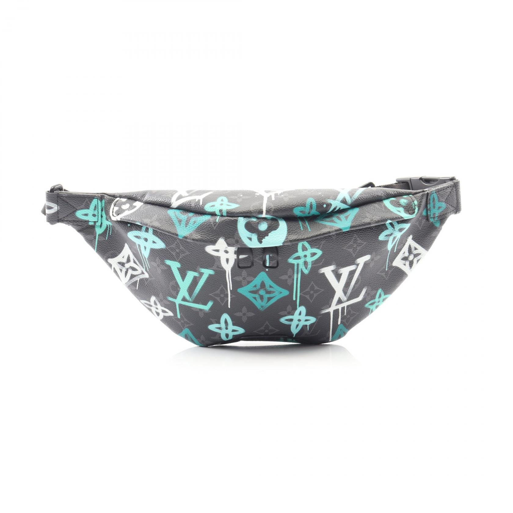 ルイ・ヴィトン LOUIS VUITTON ディスカバリー バムバッグPM ウエストバッグ ボディバッグ バッグ PVCコーティングキャンバス レザー モノグラム・エクリプス メンズ ブラック系 / グリーン系 M21397 【中古】