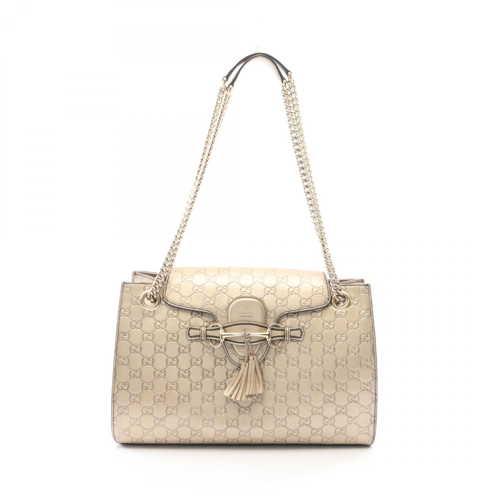 グッチ GUCCI EMILY エミリー グッチシマ ショルダーバッグ バッグ レザー レディース ゴールド系 295403 【中古】