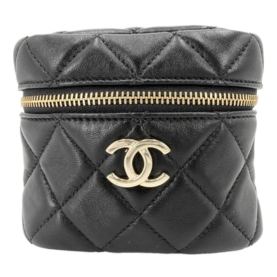 CHANEL シャネル ハンドバッグ マトラッセ ミニバッグ ポーチ ココマーク ラムスキン ブラック 黒 ゴールド金具 レディース 美品【中古品】