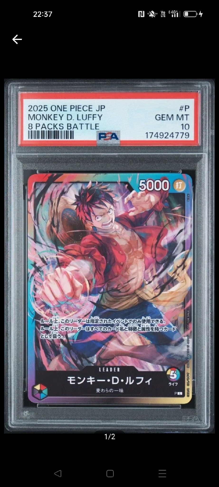 モンキー・D・ルフィ L :参加記念品 [P]11枚 PSA10】モンキー・D・ルフィ L :参加記念品 [P](プロモーションカード