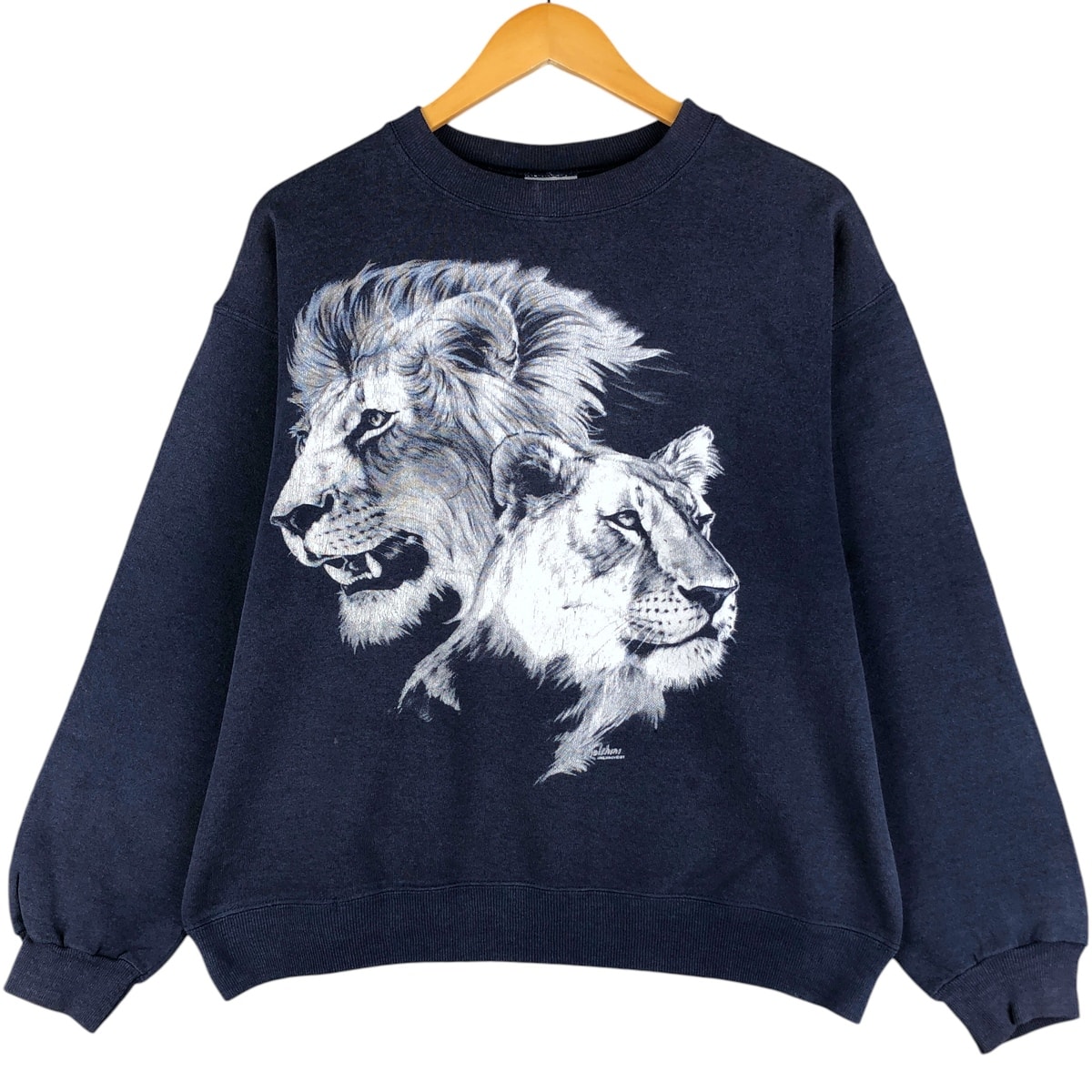 古着 80年代 ヘインズ Hanes 青タグ ライオン柄 アニマル スウェットシャツ トレーナー USA製 メンズL相当/eaa596719