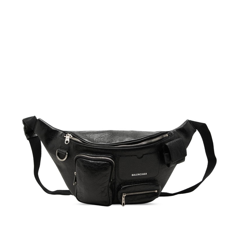 バレンシアガ スーパービジー ボディバッグ ウエストバッグ 703143 ブラック レザー レディース BALENCIAGA 【中古】