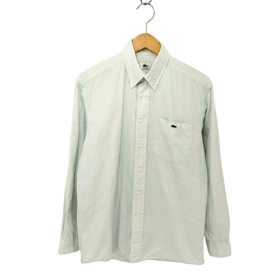 文字ワニ チェック 織柄 ボタンダウン シャツ【1141889278698】