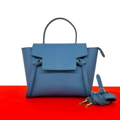CELINE セリーヌ ベルトバッグ ナノ レザー ショルダーバッグ ブルー
52641