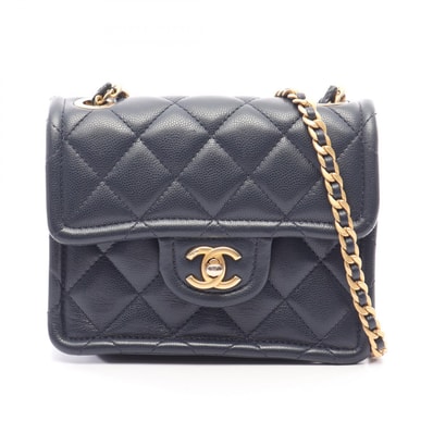 シャネル CHANEL マトラッセ ショルダーバッグ バッグ キャビアスキン(グレインドカーフ) レディース ネイビー系 AS2356 【中古】