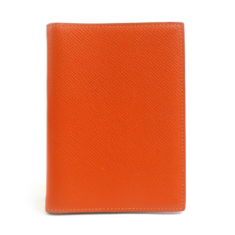 エルメス HERMES 手帳カバー レザー オレンジ ユニセックス【中古】 e61159a