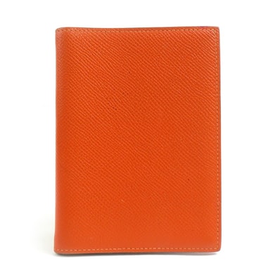 エルメス HERMES 手帳カバー レザー オレンジ ユニセックス【中古】 e61159a