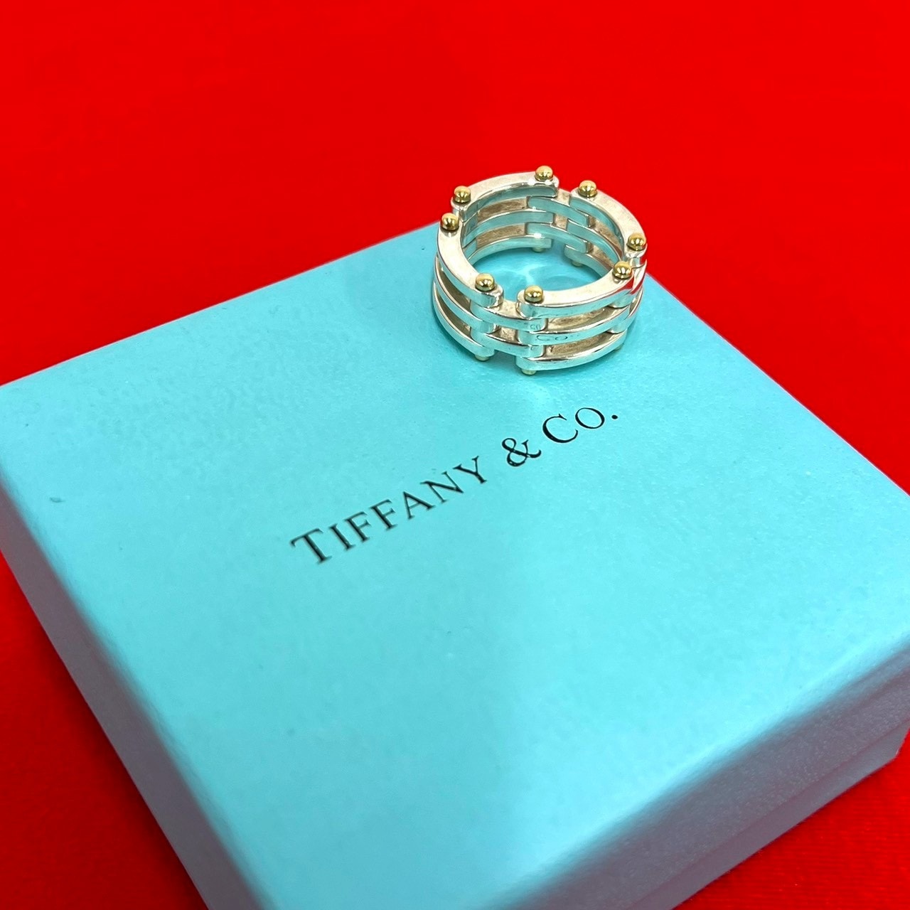 TIFFANY&Co. ティファニー ゲートリング シルバー925 K18イエローゴールド リング・指輪 17号 シルバー
 33500
