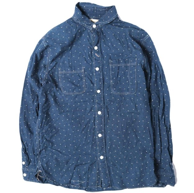 RRL ダブルアールエル 26SS Dot Print Indigo Work Shirt ドットプリント インディゴ ワークシャツ 782959632001 S NAVY Double RL 長袖 定価58,300円 トップス g27716