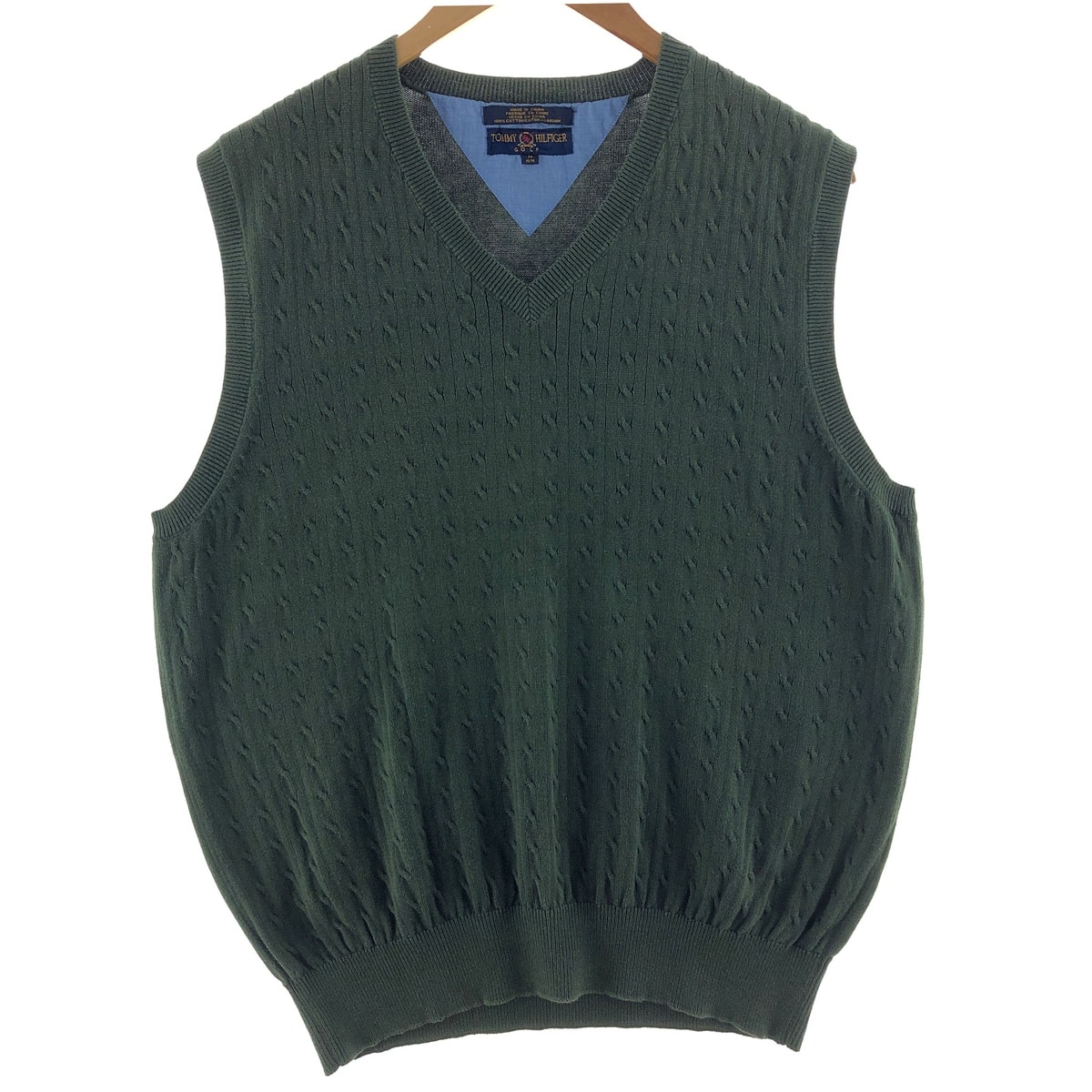 古着 トミーヒルフィガー TOMMY HILFIGER GOLF Vネック コットンニットベスト メンズM相当/eaa381038