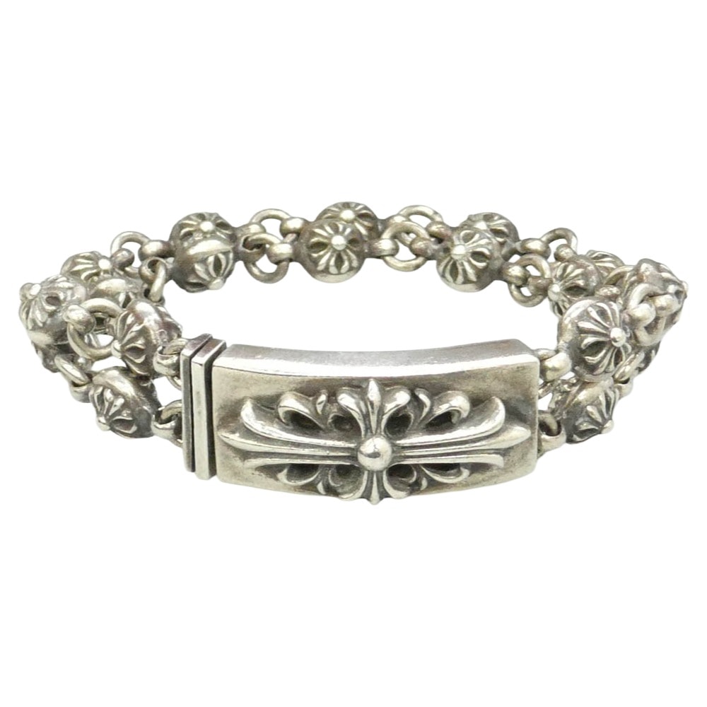 Chrome Hearts Floral Cross Cross Ball Bracelet "Silver"