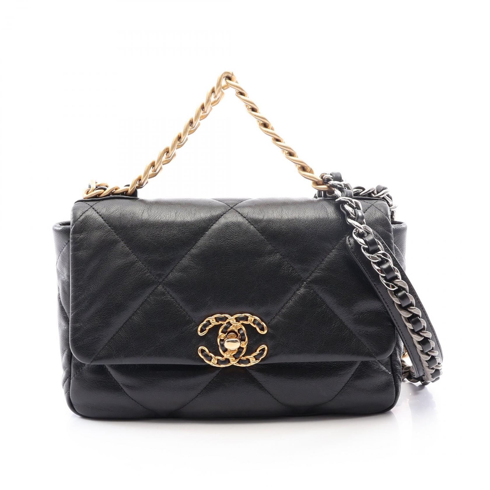 シャネル CHANEL 19 ディズヌフ マトラッセ コンビ金具 2WAY ショルダーバッグ バッグ ラムスキン(羊革) レディース ブラック系 AS1160 【中古】