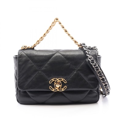 シャネル CHANEL 19 ディズヌフ マトラッセ コンビ金具 2WAY ショルダーバッグ バッグ ラムスキン(羊革) レディース ブラック系 AS1160 【中古】