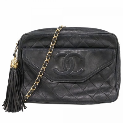 【6dd5015】シャネル ショルダーバッグ マトラッセ チェーンショルダー ラムスキン ブラック ゴールド金具【中古】レディース
