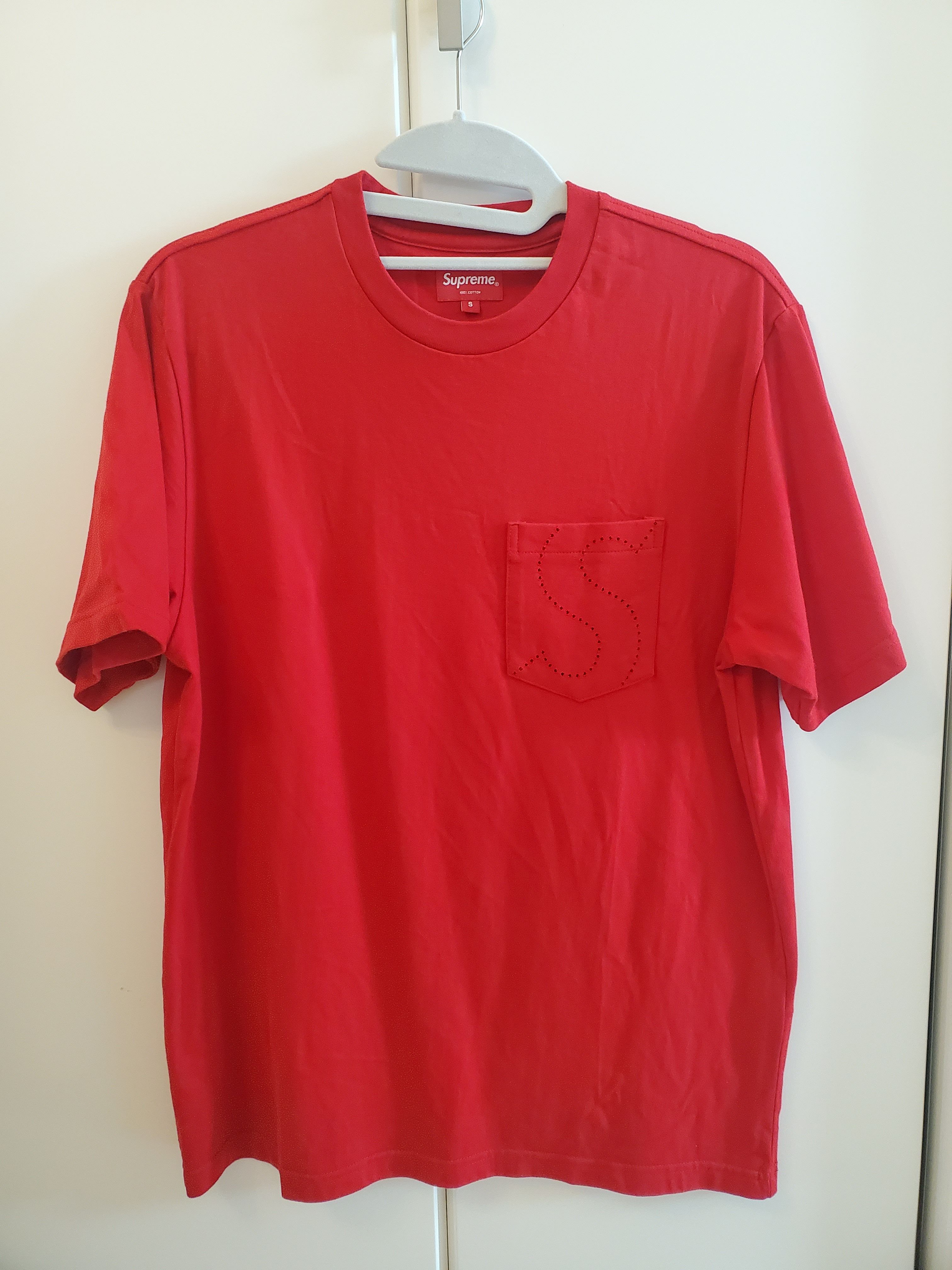 Supreme Laser Cut S Logo Pocket Tee "Red"