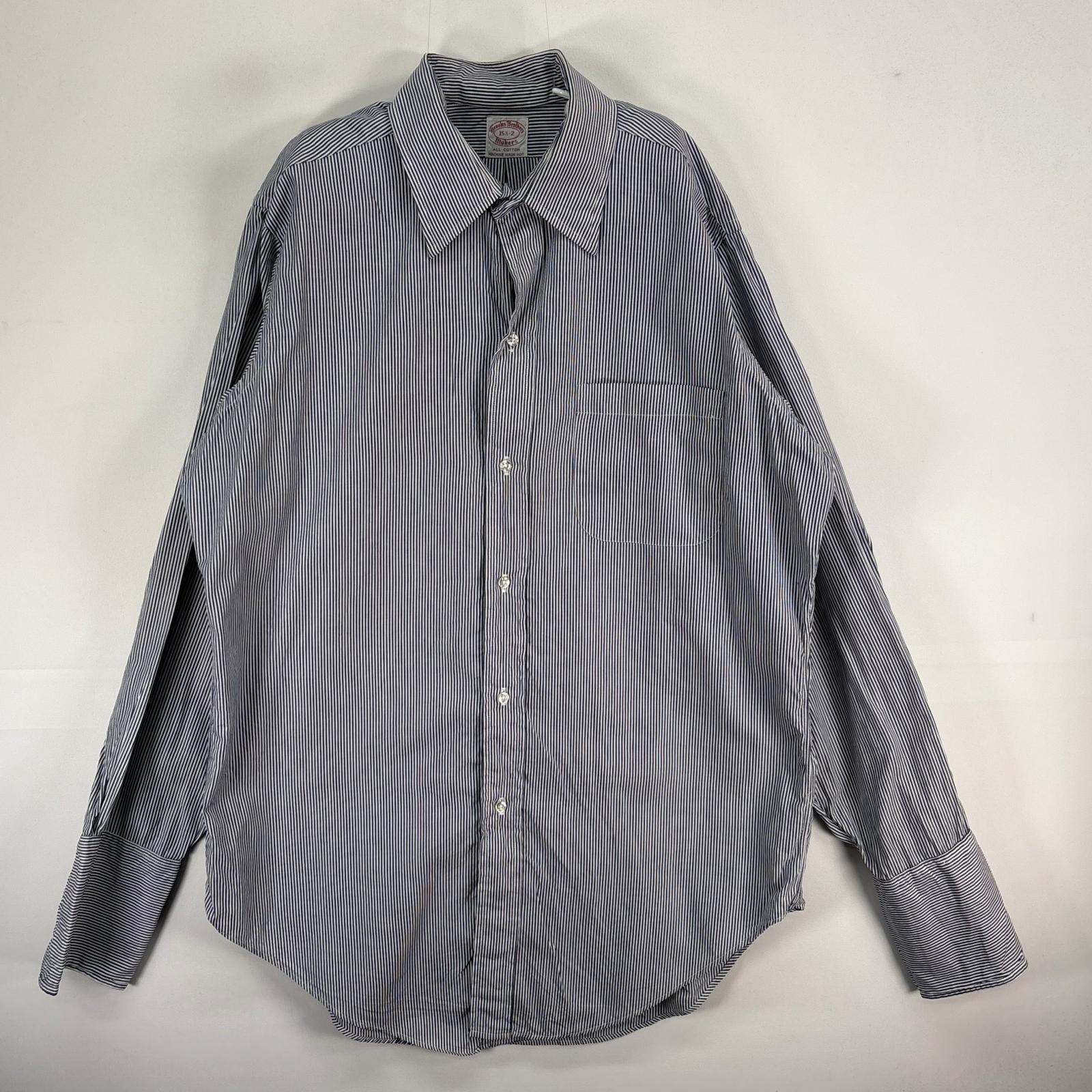 古着 60's~70's/60年代~70年代 ヴィンテージ ブルックスブラザーズ Brooks Brothers 長袖シャツ ドレスシャツ 6ボタン Makers M ネイビー系 ストライプ メンズ
