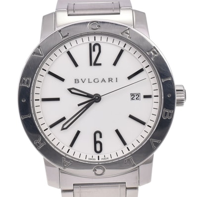 値下 ブルガリ BVLGARI BB41S ブルガリ ブルガリ ホワイト 自動巻き メンズ 美品 腕時計 G#147168