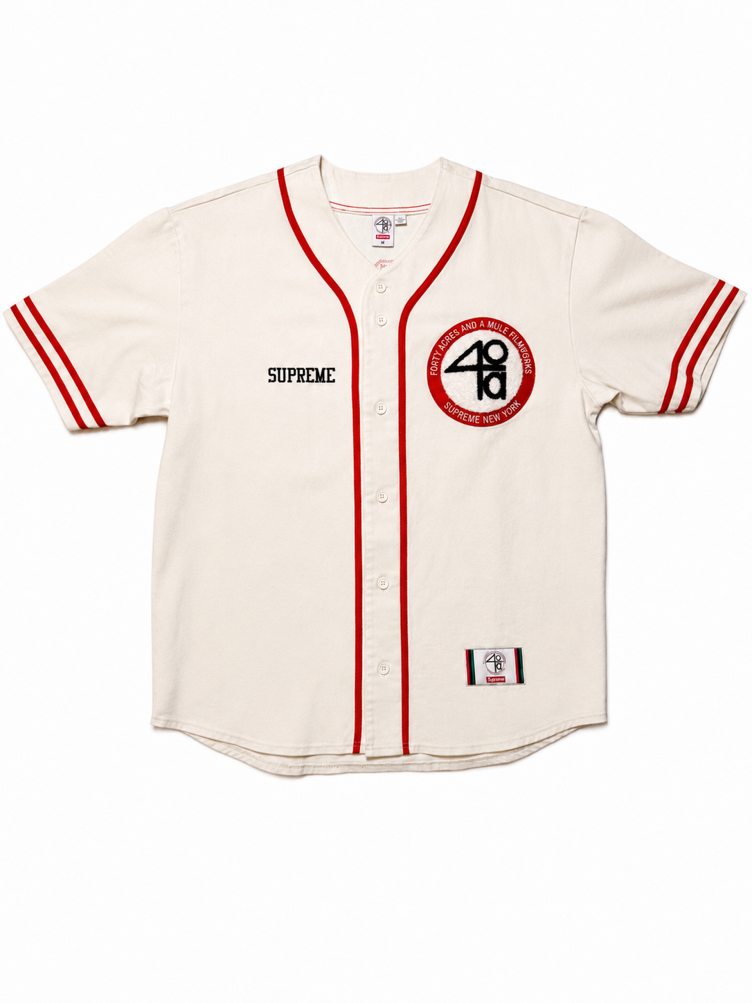 Supreme x 40 Acres Twill Baseball Jersey "Natural"