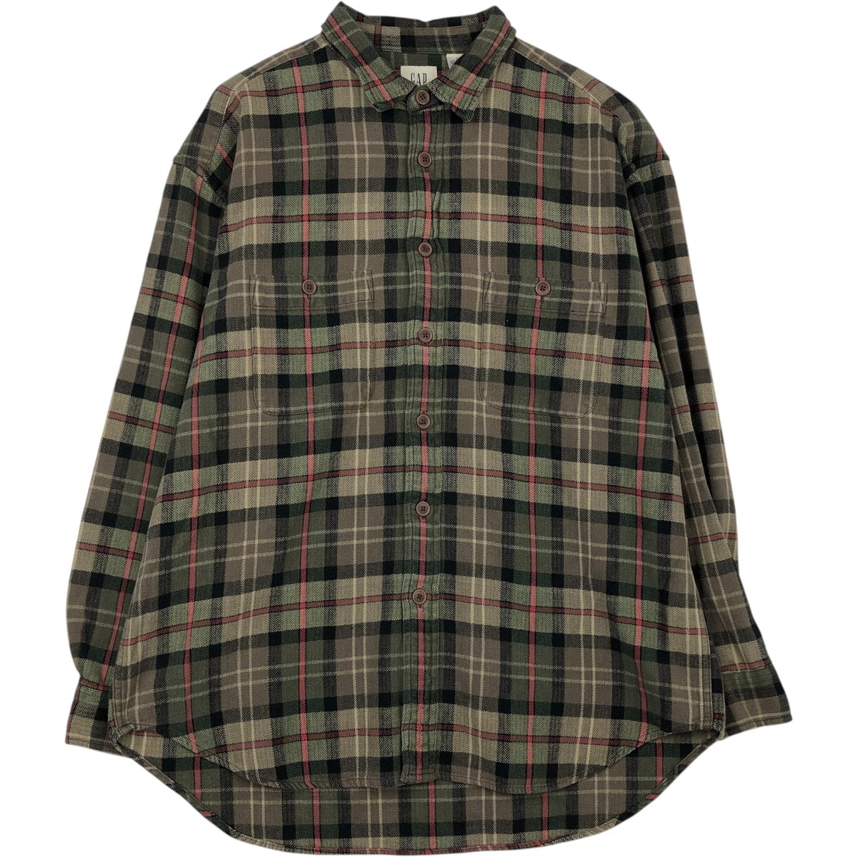 古着 90年代 ギャップ GAP オールドギャップ ヘリンボーン 長袖 フランネルチェックシャツ メンズXL相当 厚手 ヴィンテージ/eaa637676