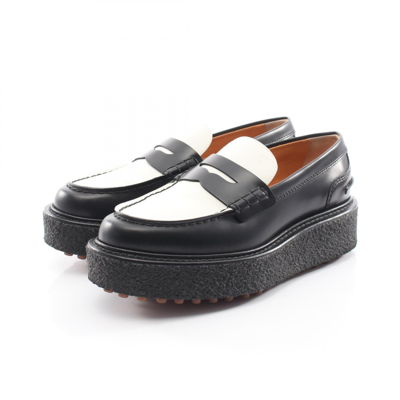 トッズ TOD'S バイカラー ローファー 靴 レザー レディース ブラック系 / ホワイト系 【中古】