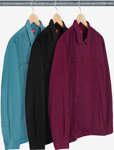 Supreme Pin Tuck Zip Up Shirt Black