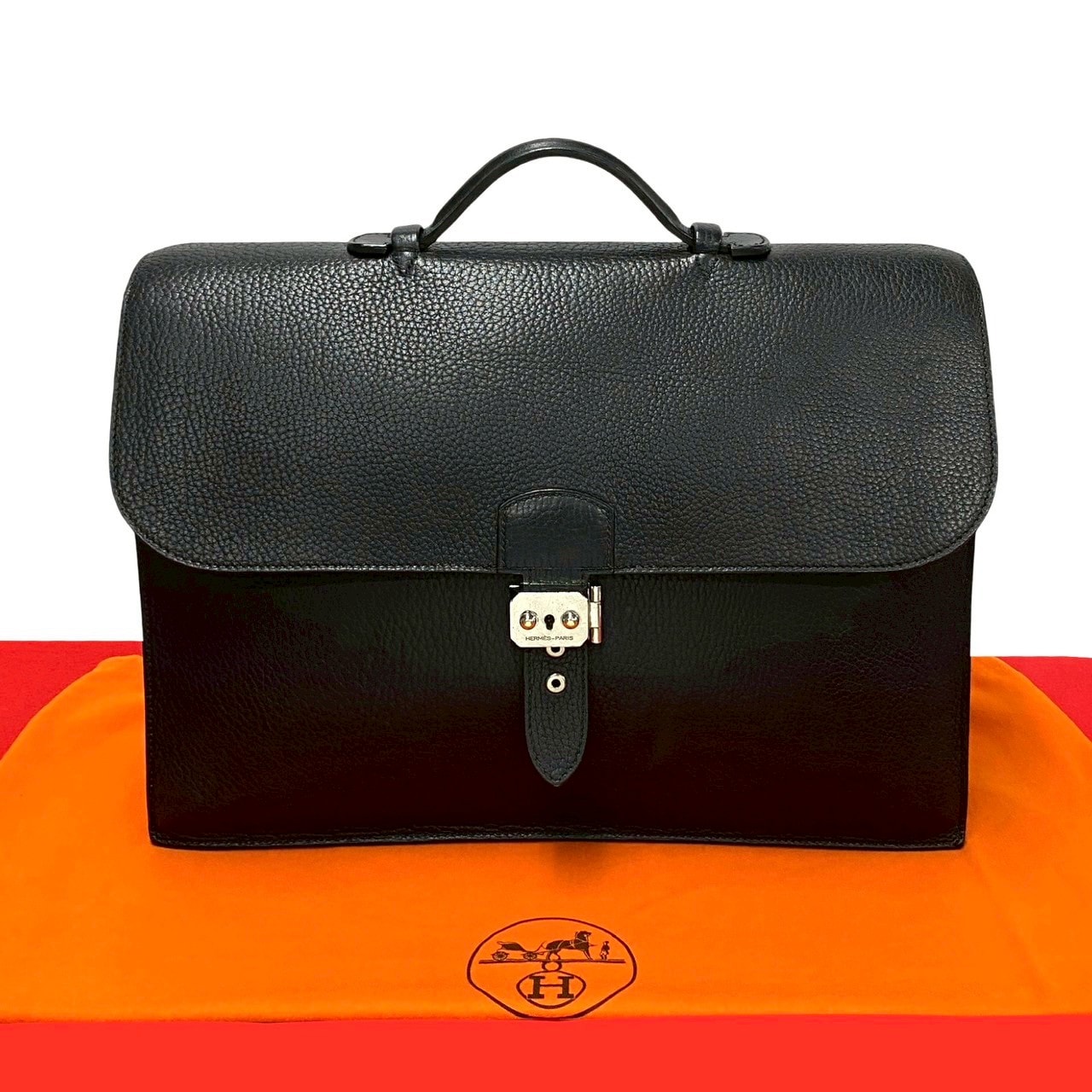 HERMES エルメス サックアデペッシュ 41 フィヨルド ビジネスバッグ ブラック
 nj7-5