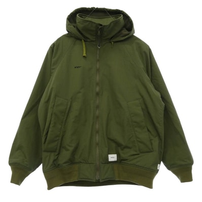 WTAPS ダブルタップス 19AW 192BRDT-JKM02 INCOM JACKET NYLON TUSSAH インカム バックロゴ フーデット 裏起毛 ジャケット カーキ系 モスグリーン系 3【中古】