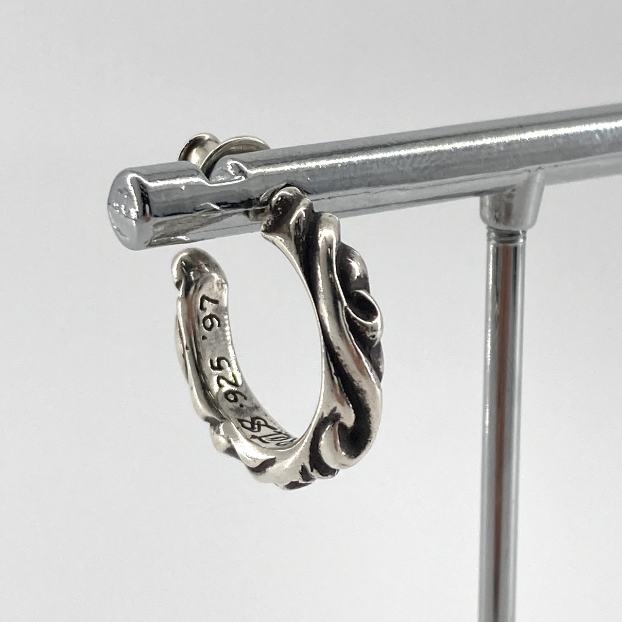 CHROME HEARTS(クロムハーツ) HOOP SCROOL 1 スクロールフープ SV925 ポスト14K ピアス 3.90g シルバー×ゴールド