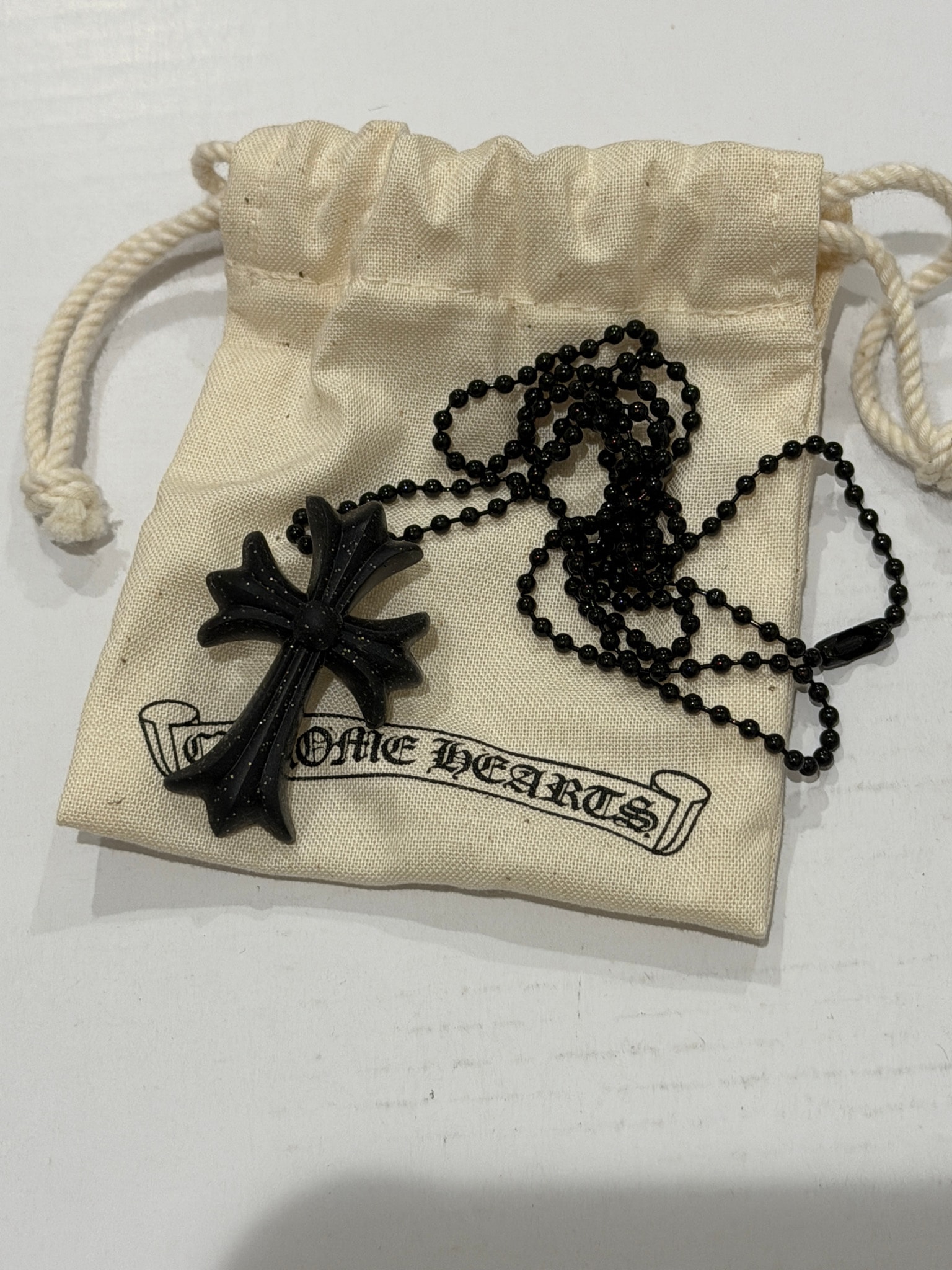 Chrome Hearts Rubber Small CH Cross Silicon Necklace "Black/Lame"