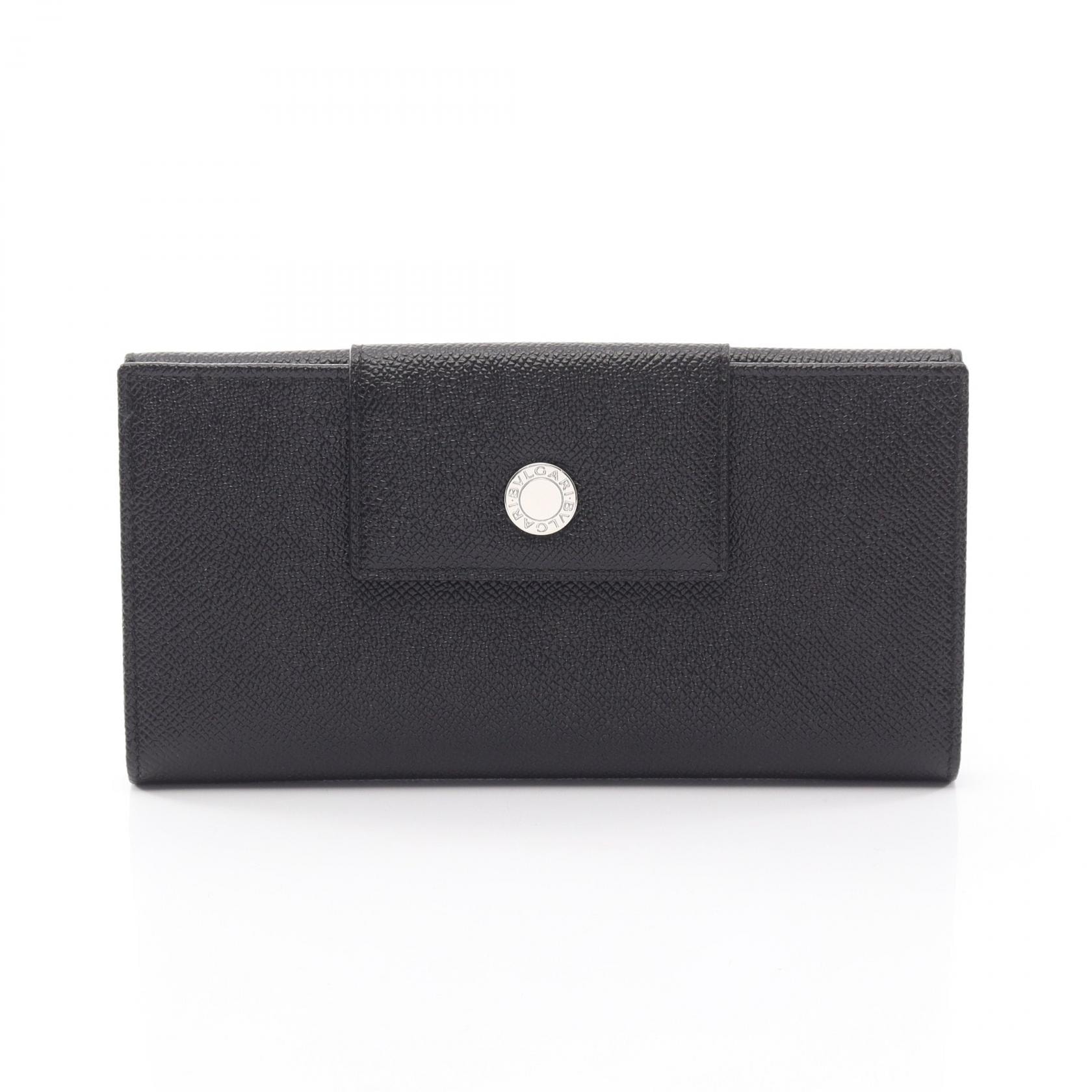 ブルガリ BVLGARI クラシコ 三つ折り財布 財布 レザー レディース ブラック系 【中古】
