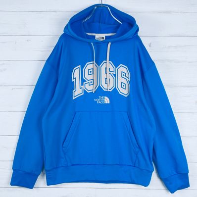 【新品】 ノースフェイス プルオーバー パーカー ロゴ 刺繍 青 M/95