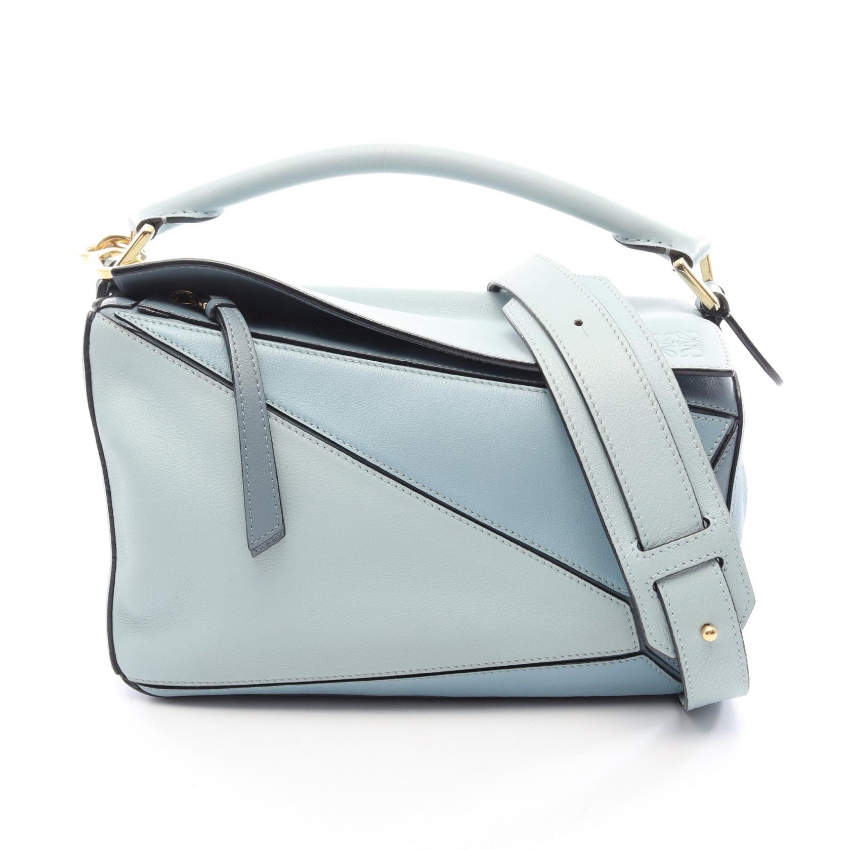 ロエベ LOEWE PUZZLE BAG SMALL パズルバッグ スモール 2WAY ハンドバッグ バッグ レザー レディース ブルー系 【中古】