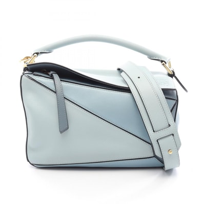 ロエベ LOEWE PUZZLE BAG SMALL パズルバッグ スモール 2WAY ハンドバッグ バッグ レザー レディース ブルー系 【中古】