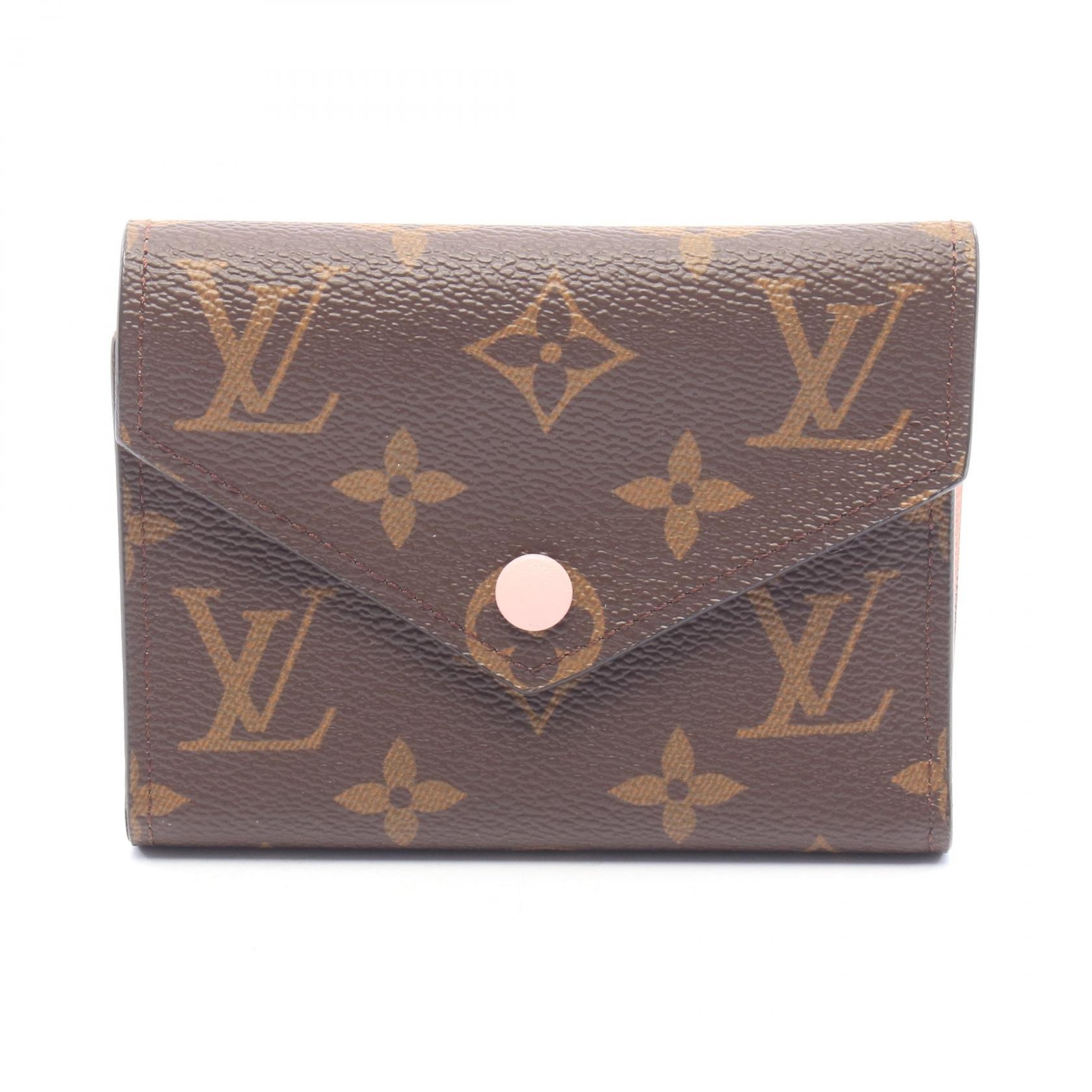 ルイ・ヴィトン LOUIS VUITTON ポルトフォイユ ヴィクトリーヌ モノグラム ローズバレリーヌ 三つ折り財布 財布 レザー PVC レディース ブラウン系 / ピンク系 M62360 【中古】