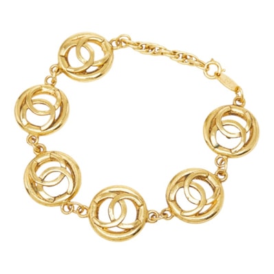 シャネル ココマーク ヴィンテージ チェーン ブレスレット ラウンド ゴールド メッキ レディース CHANEL 中古