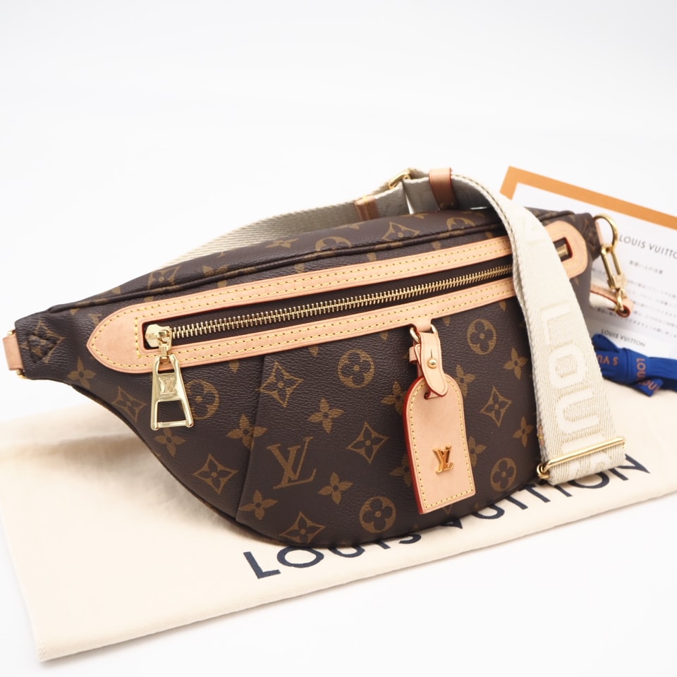美品 LOUIS VUITTON ルイ・ヴィトン モノグラム ハイ ライズ M46784 ボディバッグ ブラウン ベージュ コーティングキャンバス ヌメ革 メンズ