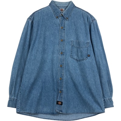 古着 ディッキーズ Dickies 長袖 ボタンダウンデニムシャツ メンズL相当/eaa646681