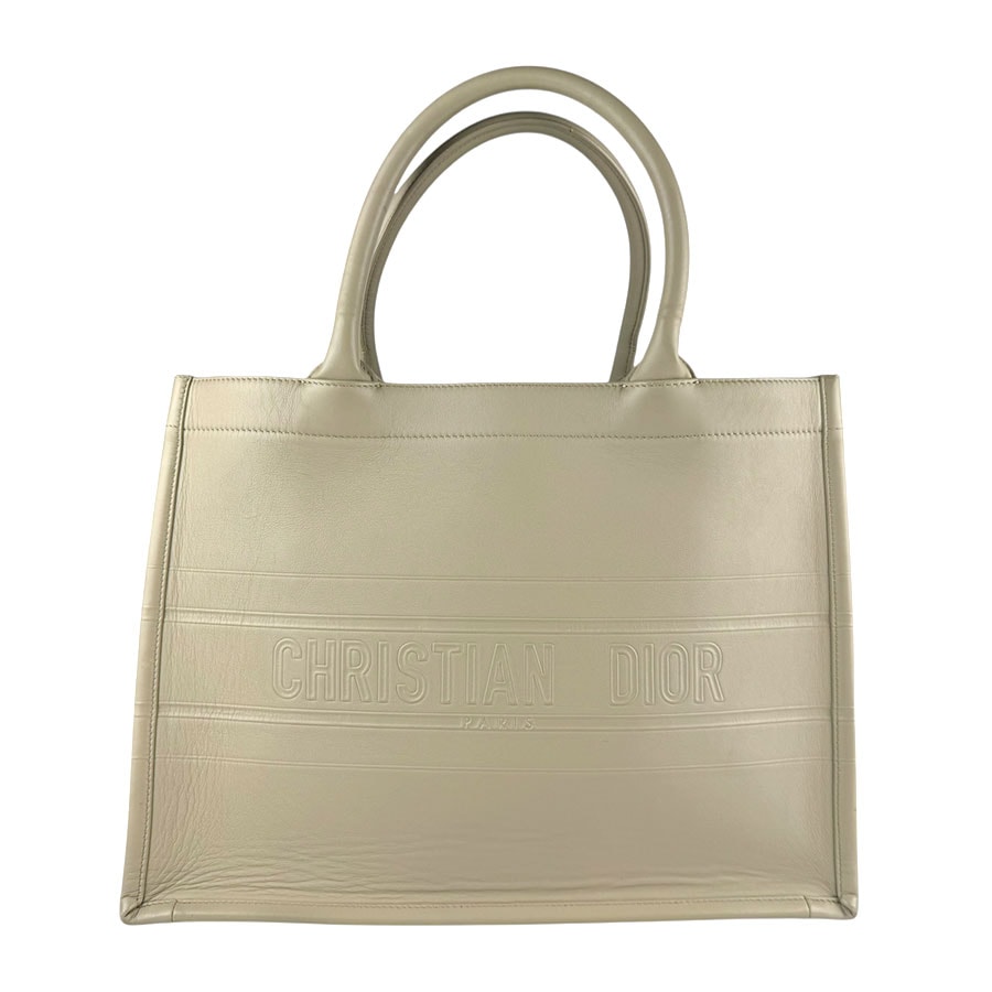 クリスチャンディオール Christian Dior ハンドバッグ ブックトート ミディアム レザー ベージュ レディース【中古】 z8094