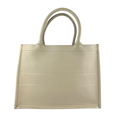 クリスチャンディオール Christian Dior ハンドバッグ ブックトート ミディアム レザー ベージュ レディース【中古】 z8094