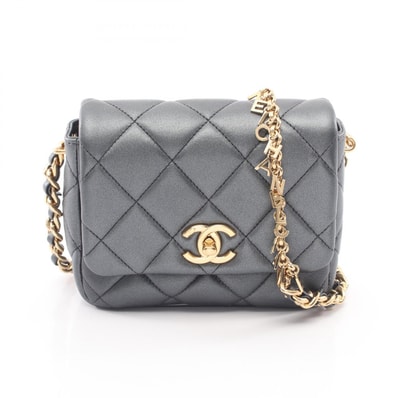 シャネル CHANEL ミニマトラッセ メタリック ショルダーバッグ バッグ ラムスキン(羊革) レディース グレー系 【中古】