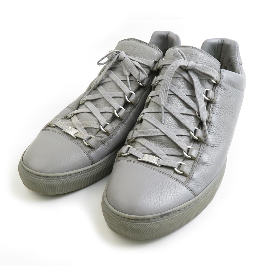 バレンシアガ BALENCIAGA スニーカー レザー グレー シルバー メンズ【中古】 e60496a