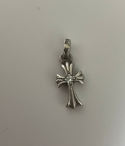 Chrome Hearts Baby Fat Cross Charm Diamond Pendant Top "Silver"