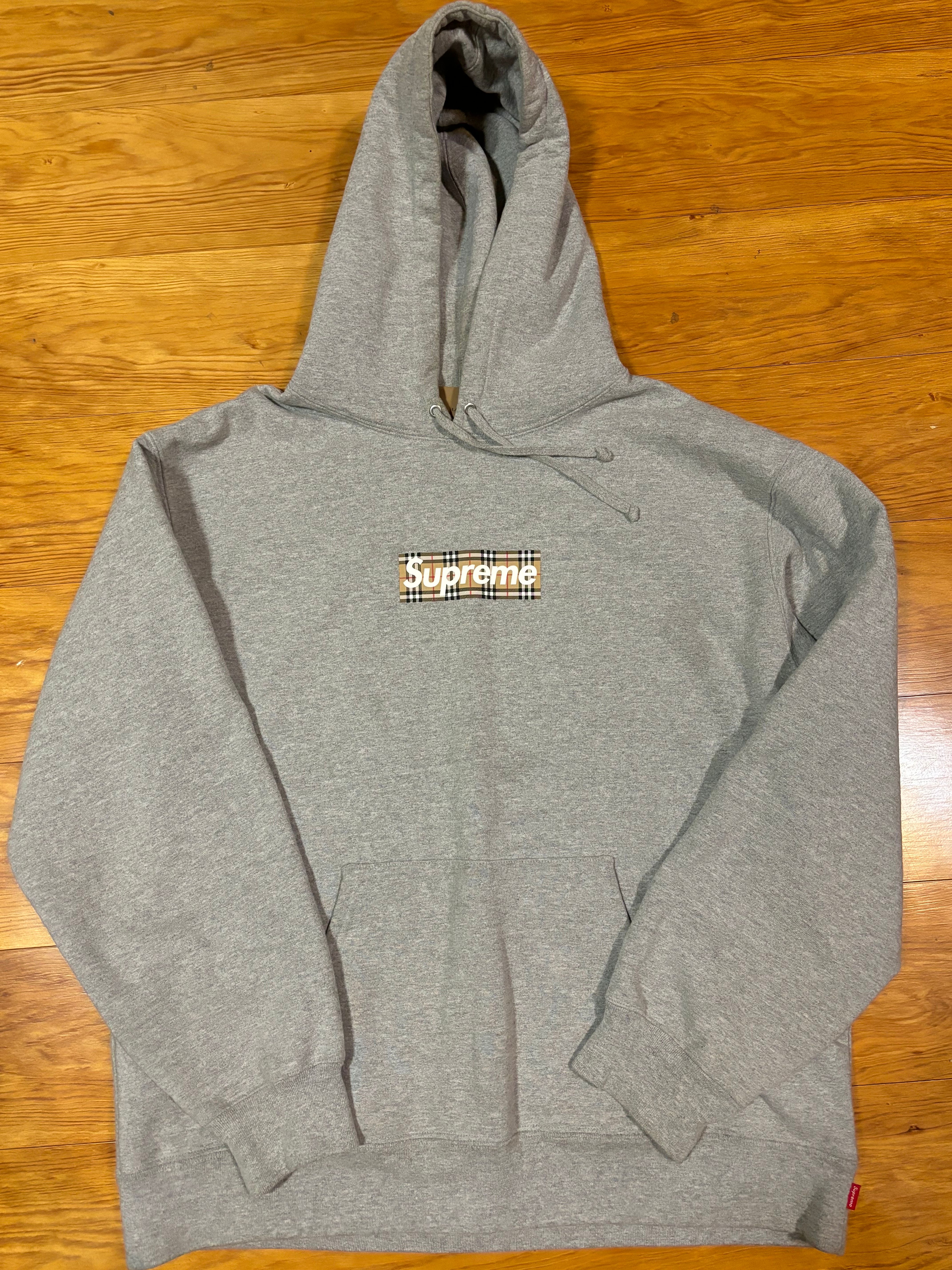 Supreme / Burberry Box Logo Hooded Sweatshirt "Heather Grey"