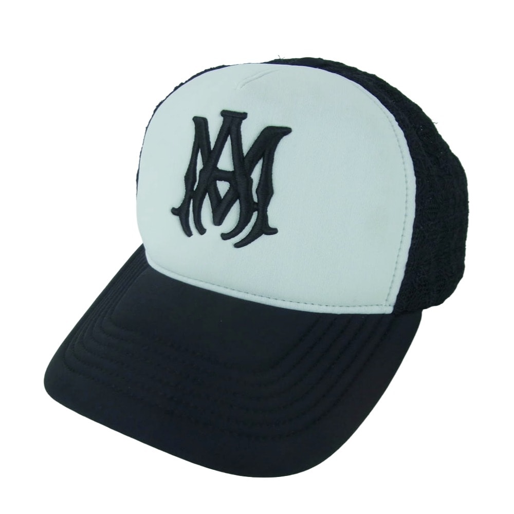 AMIRI アミリ AMHATR1030 イタリア製 MA TWO TONE TRUCKER HAT 刺繍 ロゴ バイカラー メッシュ キャップ ブラック系【中古】
