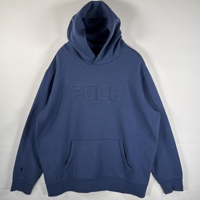 古着 ポロ・ラルフローレン POLO RALPH LAUREN パーカー 大きいサイズ 立体ロゴ ワンポイントロゴ刺繍 14041 ブルー系 メンズ