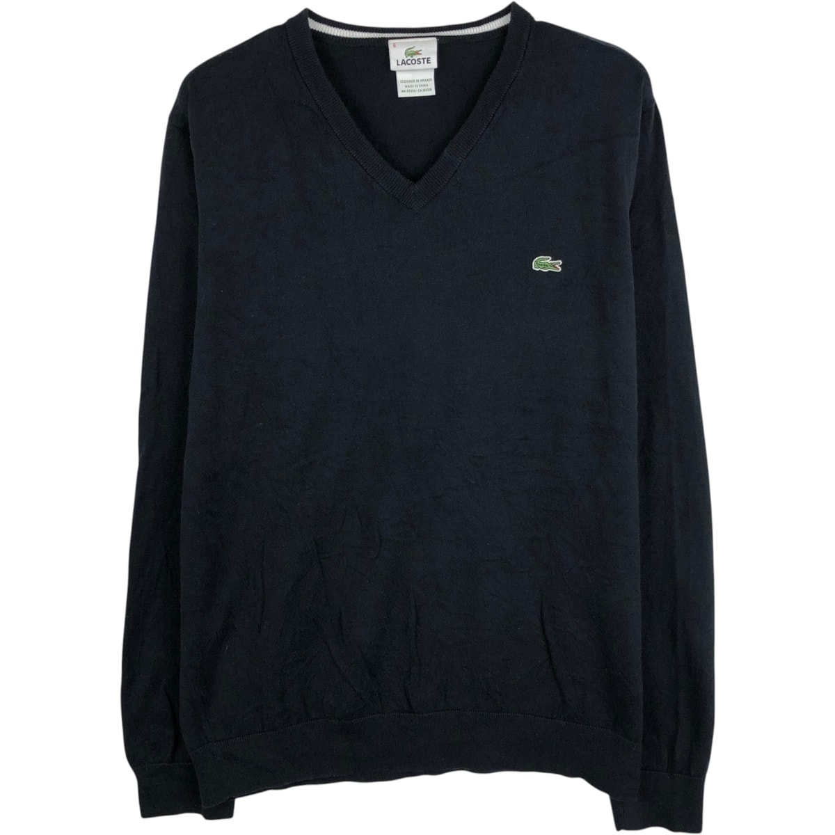 古着 ラコステ LACOSTE フランス企画 Vネック コットンニットセーター メンズM相当/eaa672492