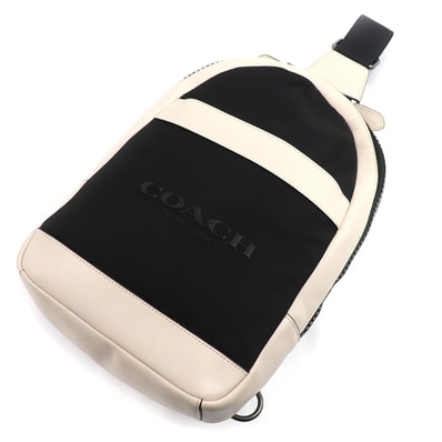 COACH コーチ チャールズ ボディバッグ オフホワイト/ブラック F59320 アウトレット【中古】